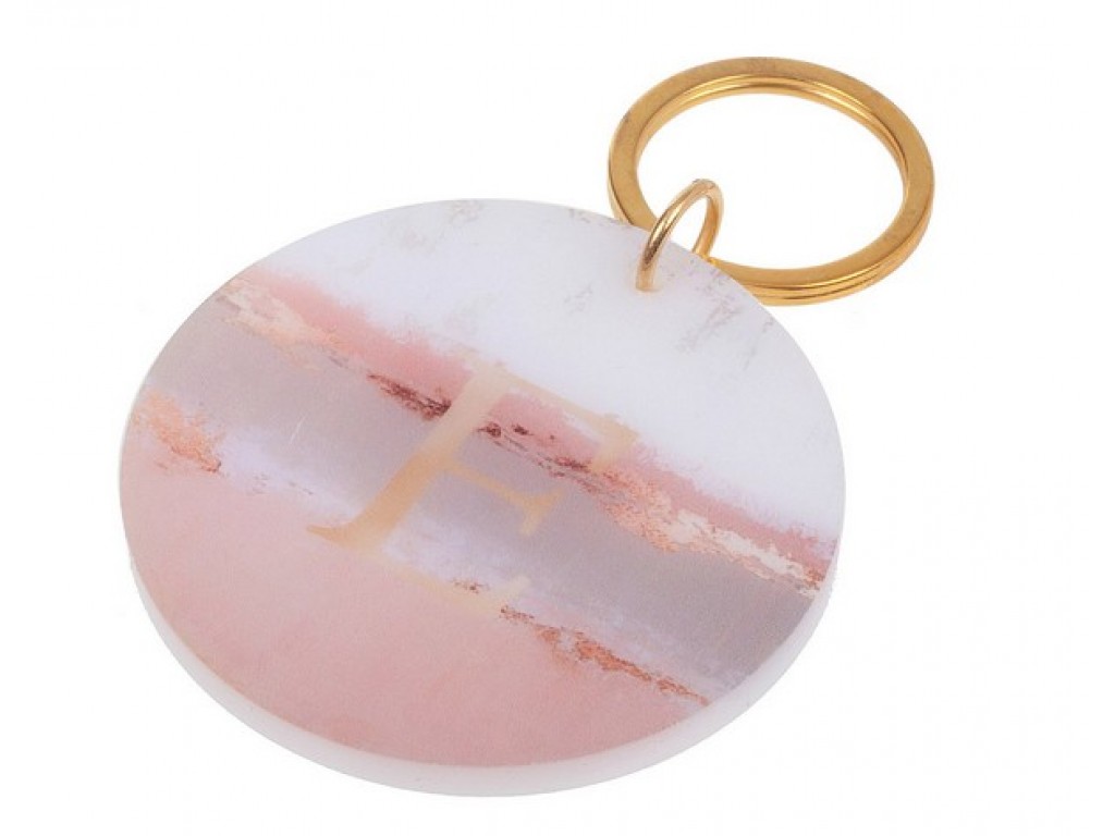 Plexiglas στρογγυλό μπρελόκ μονόγραμμα   (6 * 6 εκ )